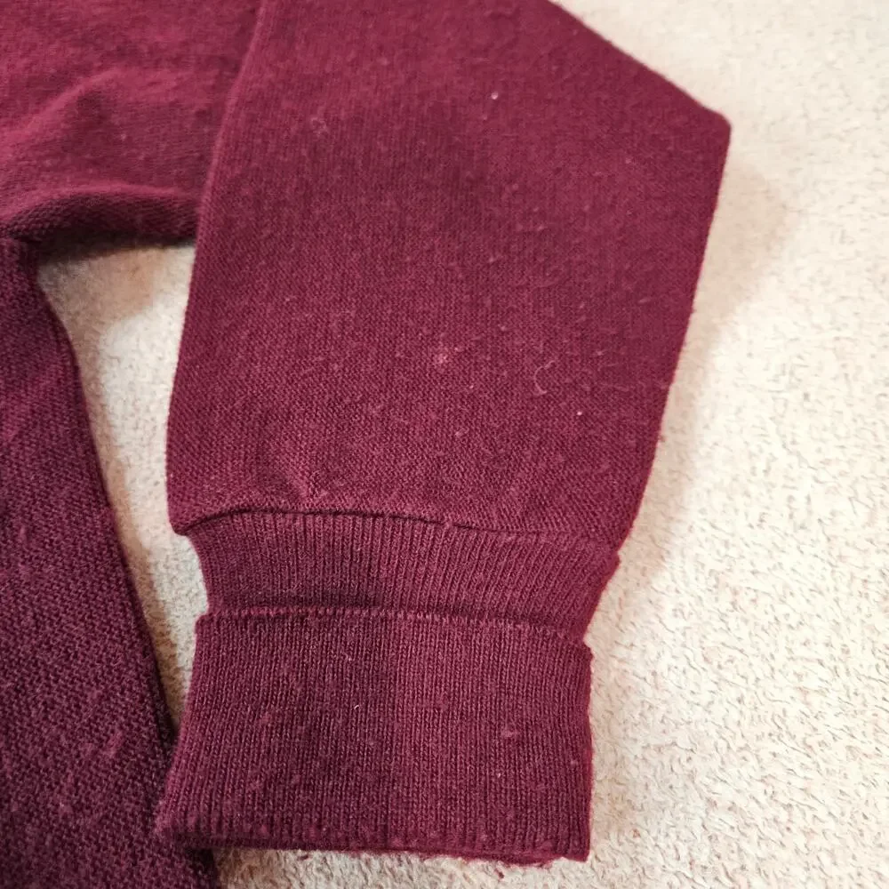 Vintage Izod Men's Burgundy V-Neck Button Cardigan Sweater Made in USA XL